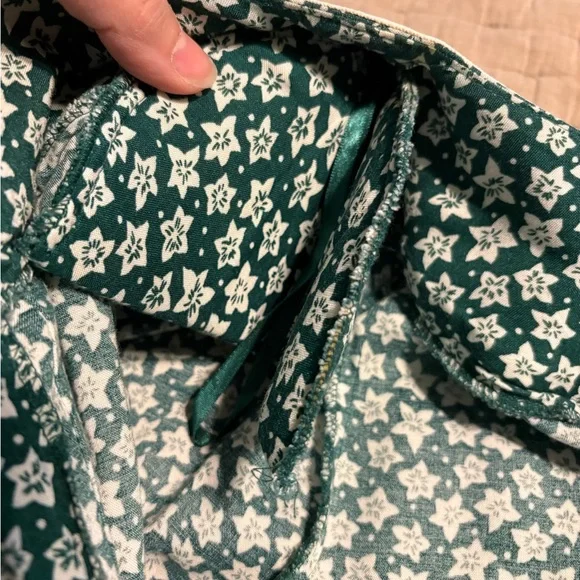 Vintage Green Floral Button-Down Dress Prairie Style 80s - Picture 6 of 9